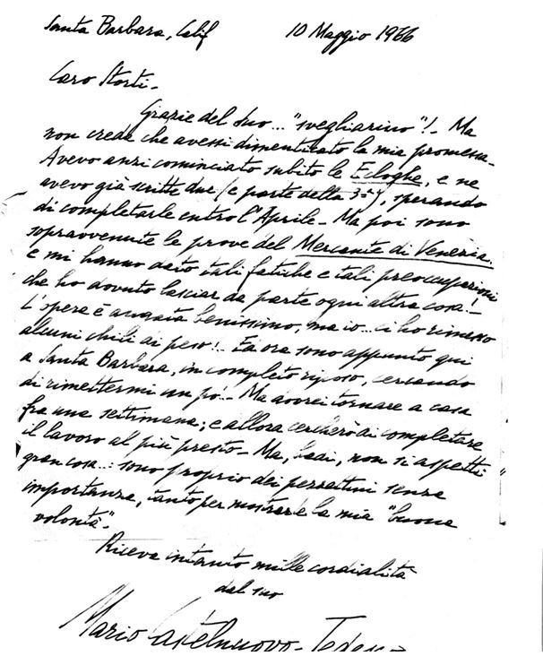Fig.6 – Lettera del compositore Mario Castelnuovo-Tedesco.