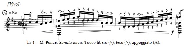  Es.1 – M. Ponce - Sonata terza. Tocco libero, teso, appoggiato