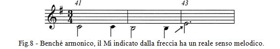 Fig 8 - Benché armonico, il Mi indicato dalla freccia ha un reale senso melodico.